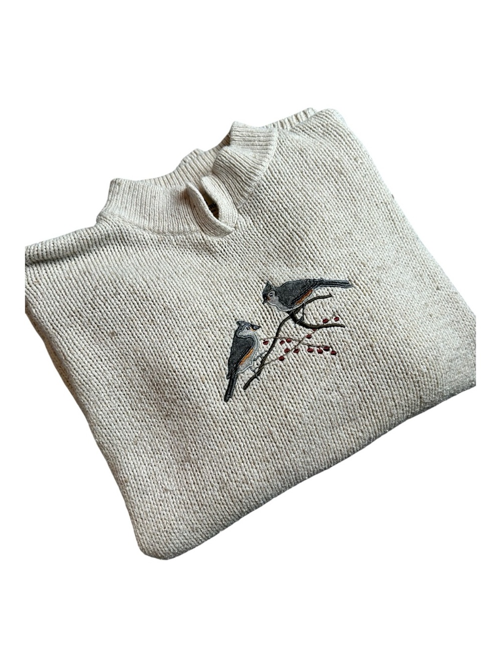 Woolrich Embroidered Bird Sweater Women’s XL Oversized Grandpa Cottagecore - Picture 2 of 8